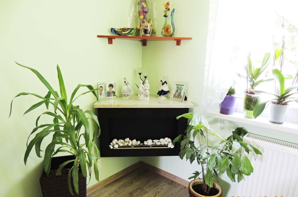 dekorációs kandalló, sarok biokandalló